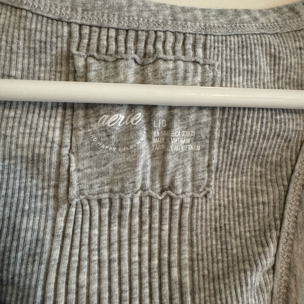 Aerie Gray Ribbed Buttoned Tank Top - Picture 2 of 3